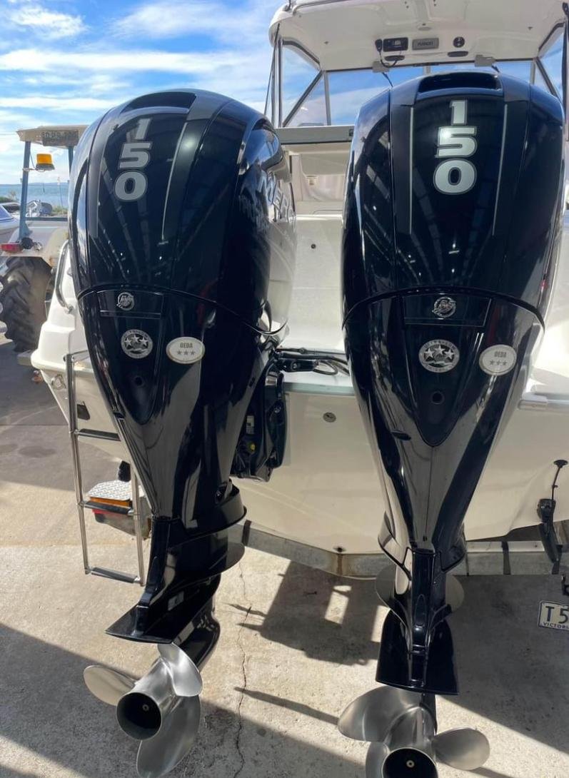 Used Mercury 150hp twin outboard motor for sale